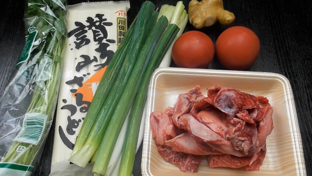 トマト牛肉麺　材料